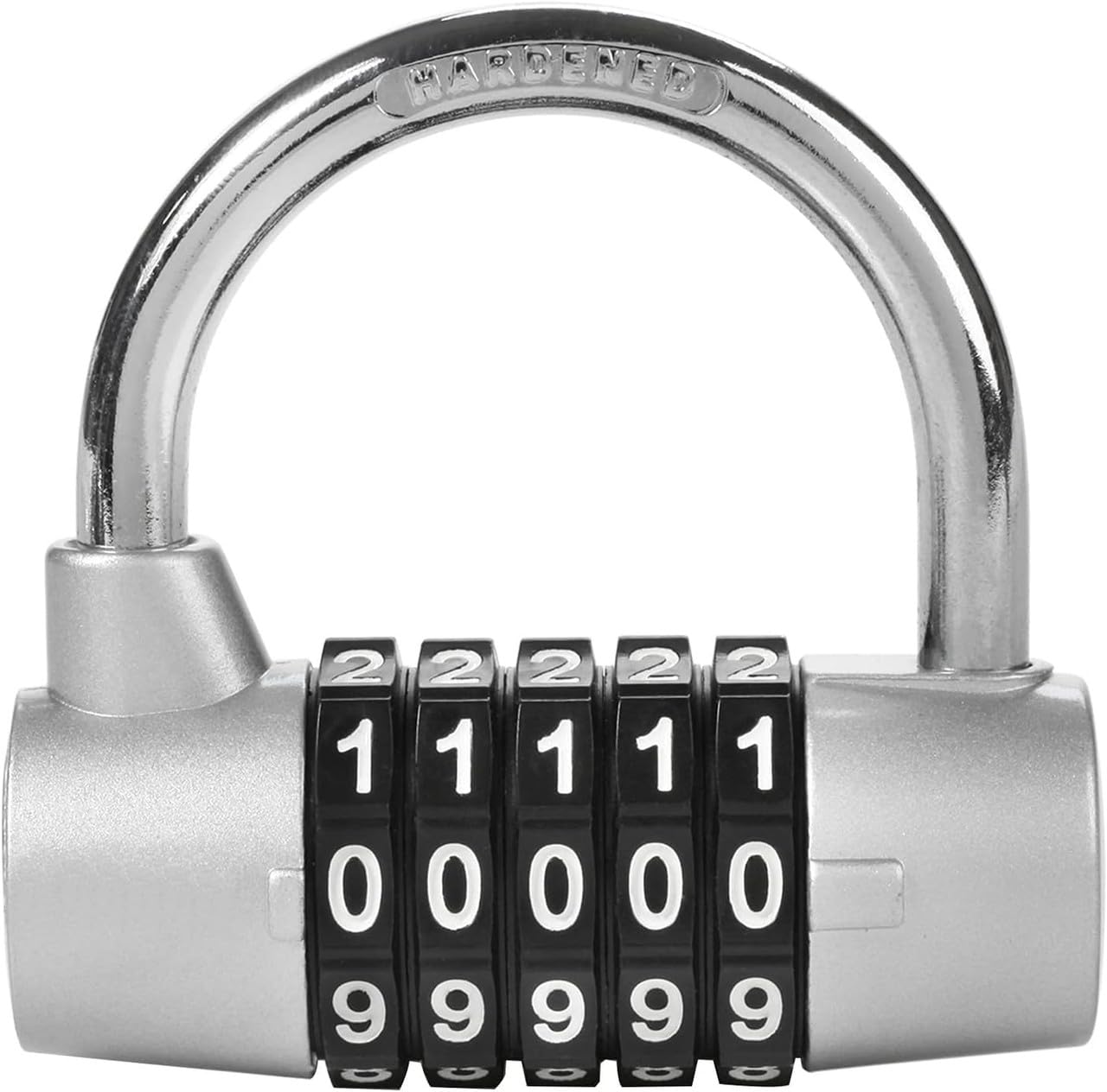 Large 5 Digit Heavy-Duty Password Lock – Resettable Combination Padlock – Steel Security Lock for Gate Locker Gym Warehouse (1 Pcs) (Silver)-picture-23