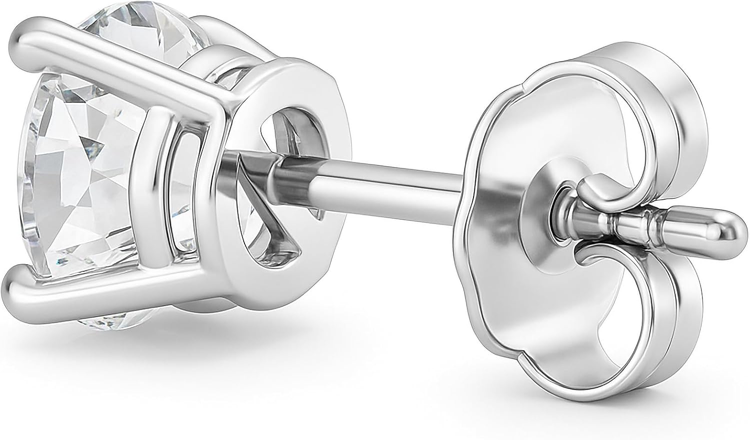 Natural Diamond Stud Earrings for Women in 14K Solid Gold (0.20-0.50 CTW) Round Brilliant, 4-Prong, Friction Backs