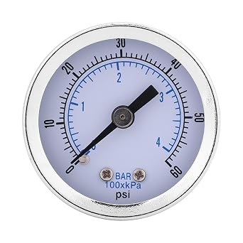 Pressure Gauge Hydraulic Pneumatic 40mm Dia 0-60psi/0-4bar 1/8" BSPT Dual Scale for Gas Water Oil