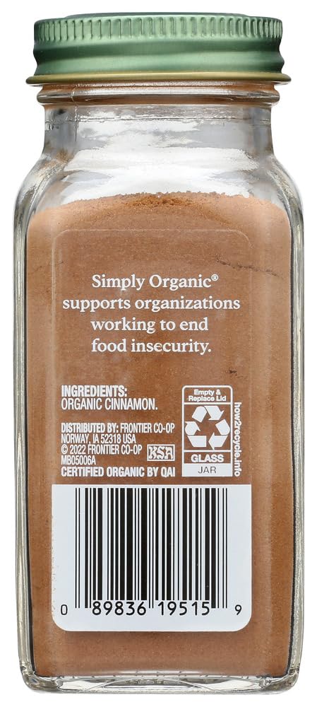 Simply Organic Ground Ceylon Cinnamon, Certified Organic, Vegan | 2.08 oz | Pack of 6 | Cinnamomum verum J. Presl