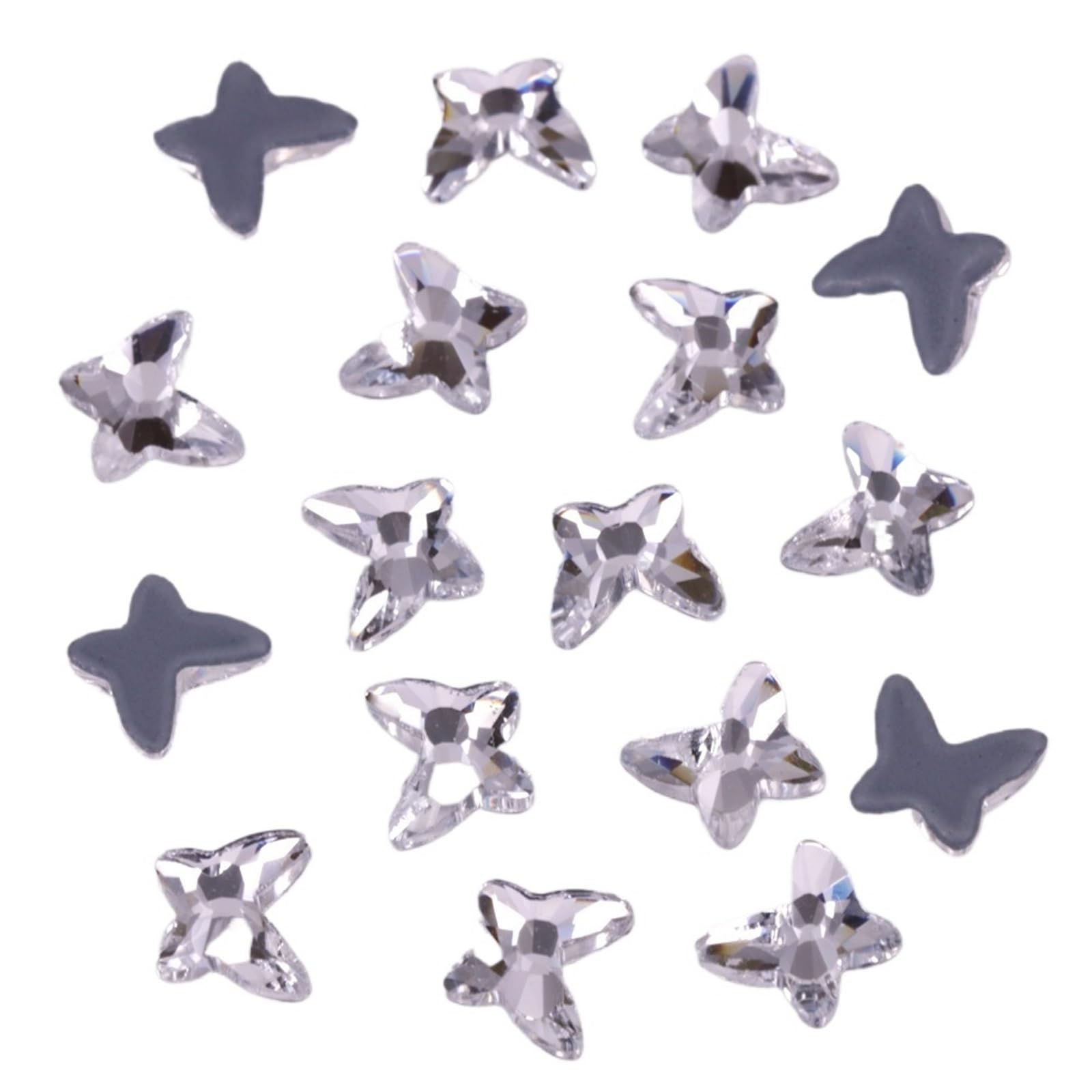 Strass hotfix papillon en cristal facetté à dos plat pour finitions haute couture 8mm