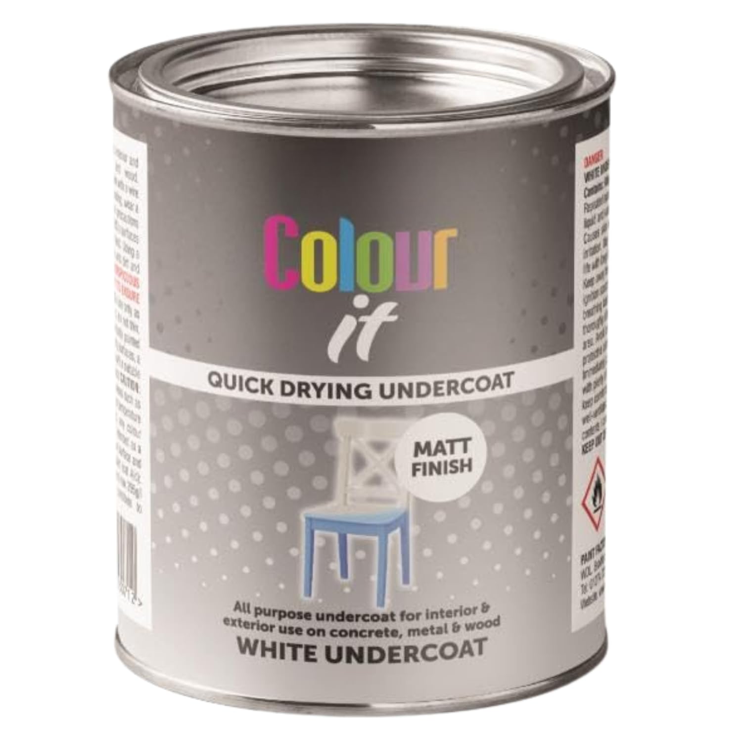 Inspired Essentials 300ml Non Drip Paint Tin Exterior Interior Hard Drying Performance Multi-Purpose Tin for Metal, Wood, Plastic, Walls with Perfect Finish (2, White Undercoat Matt)