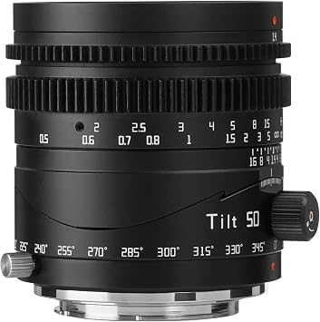 TTARTISAN Tilt 50mm f1.4 Lens Full Frame Manual Focus Portrait Lenses Large Aperture Mirrorless Camera Compatible with Z Mount Z5 Z6 Z7 Z6II Z7II ZFC Z30 Z50 Z9 | 50mm f/1.4 tilt lens with +/-8mm tilt and cine-style rings for miniature effects, portraits and video