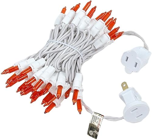 Miniatura 5 de Novelty Lights Juego de 50 mini tiras de luces ámbar de Navidad, cable blanco, para interiores y exteriores, certificación UL, 11 pies de largo