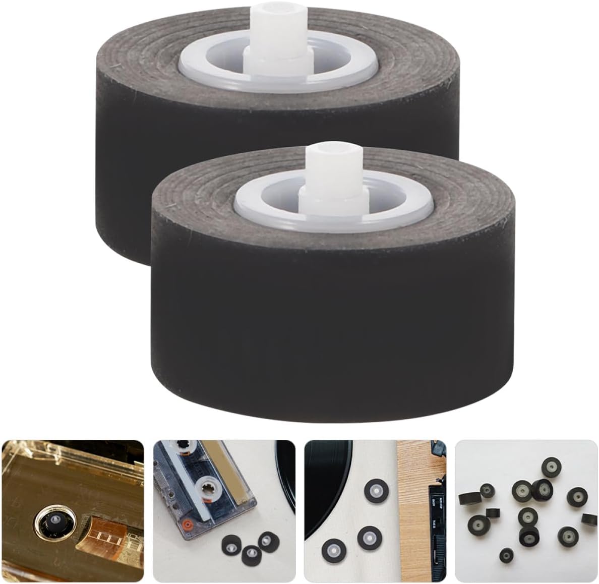 Healeved 2pcs Pinch Roller for Cassette Tape Recorder Repair, Rubber Bearing Roller with Shaft 12x6.5x2mm, Replacement Audio Tape Accessory for Recorder Maintenance and Playback