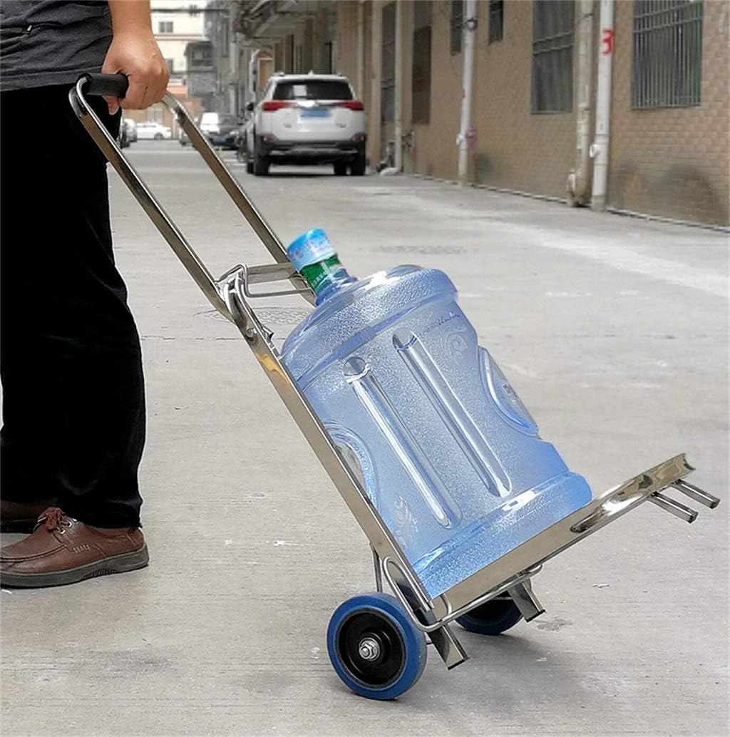 Hand Trolley Folding Luggage Cart Portable Trolley Stainless Steel Frame80kg Load for Supermarket Grocery Store Home Garden