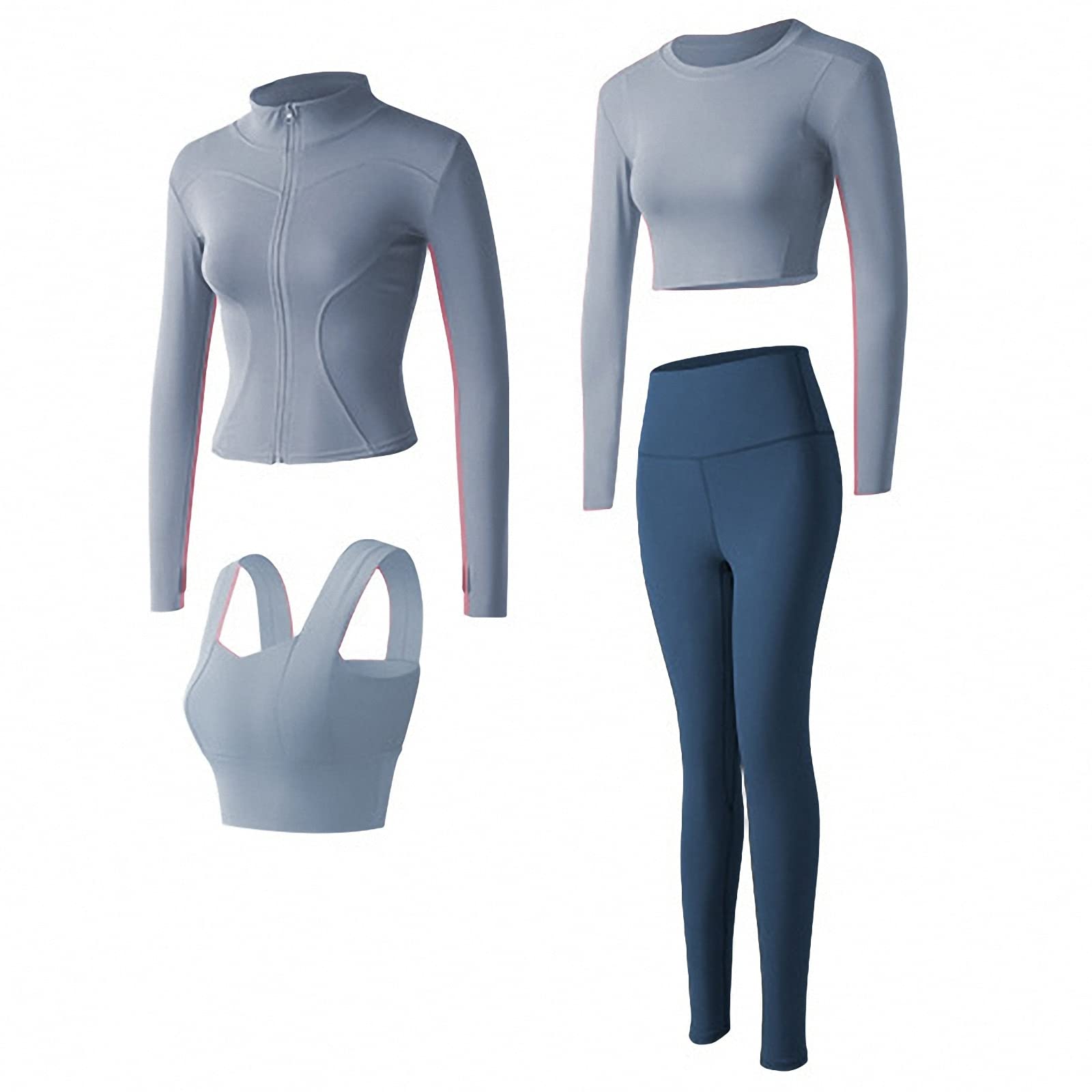 4-częściowy damski zestaw odzieży fitness do jogi, siłownia poranne bieganie trening trening legginsy garnitur, styl 2, XL