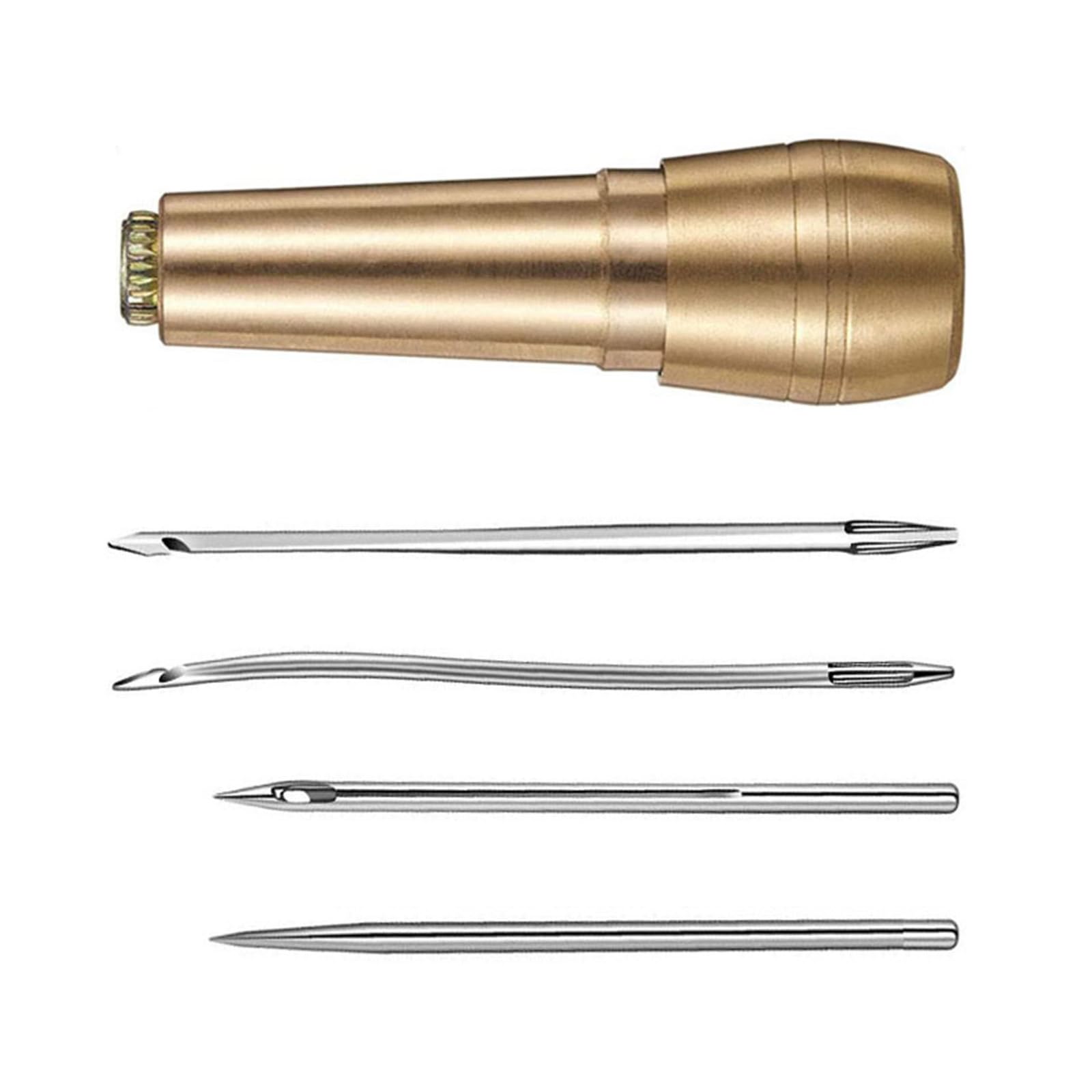 Leder-Nähnadel-Ahle-Werkzeug-Set mit Metallgriff, Canvas-Handwerk, Schuhreparatur, Kupfer