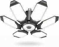 Vista 10 de BRAINIAC Bombillas LED de garaje de 100 W con 6 paneles ajustables, E26/E27 tornillo de enchufe, luz LED de techo de garaje deformable para almacén