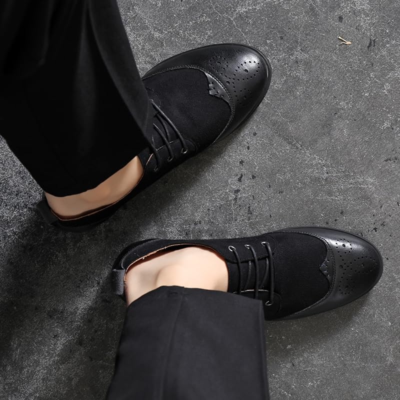 Men's Brogues Suede Leather Lace Up Dress Oxford Shoes Casual Wingtip Business Party Formal Derby Dress Shoes4