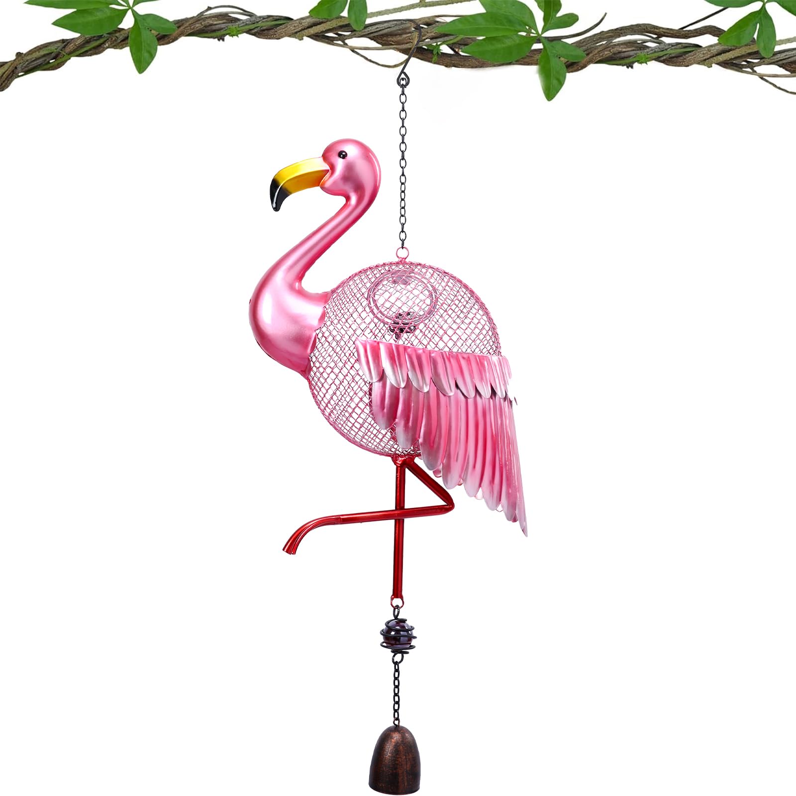 Yinns Comederos para pájaros – Comedero para pájaros silvestres a prueba de ardillas para exteriores, comederos de pájaros con forma de flamencos, comedero colgante de metal para decoración de jardín