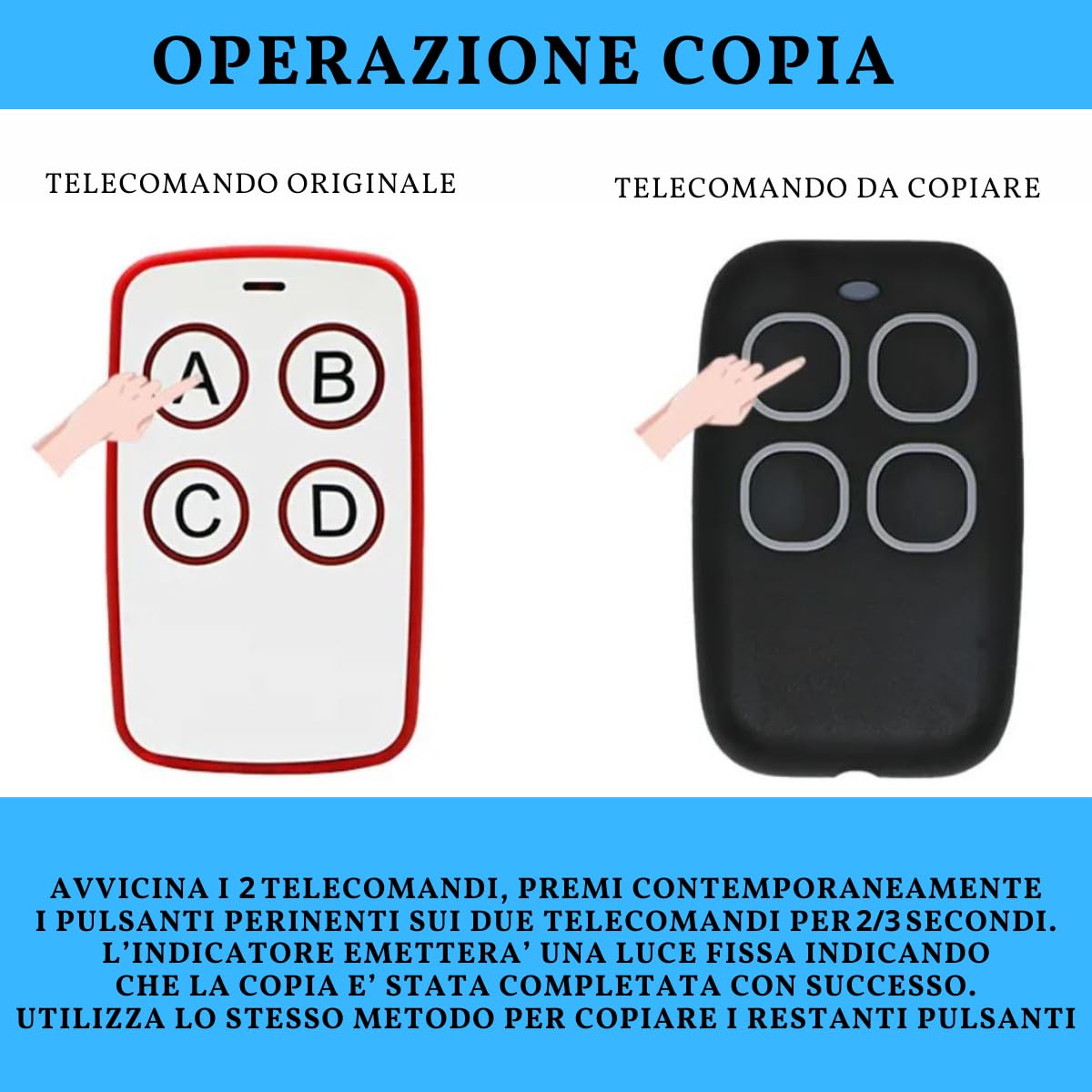 Telecomando Cancello Universali 4 in 1, Telecomando per Cancelli a Codice Fisso Universale 433 mhz - NO ROLLING CODE, Radiocomando Cancello programmabile, apricancello duplicatore programmabile Bianco