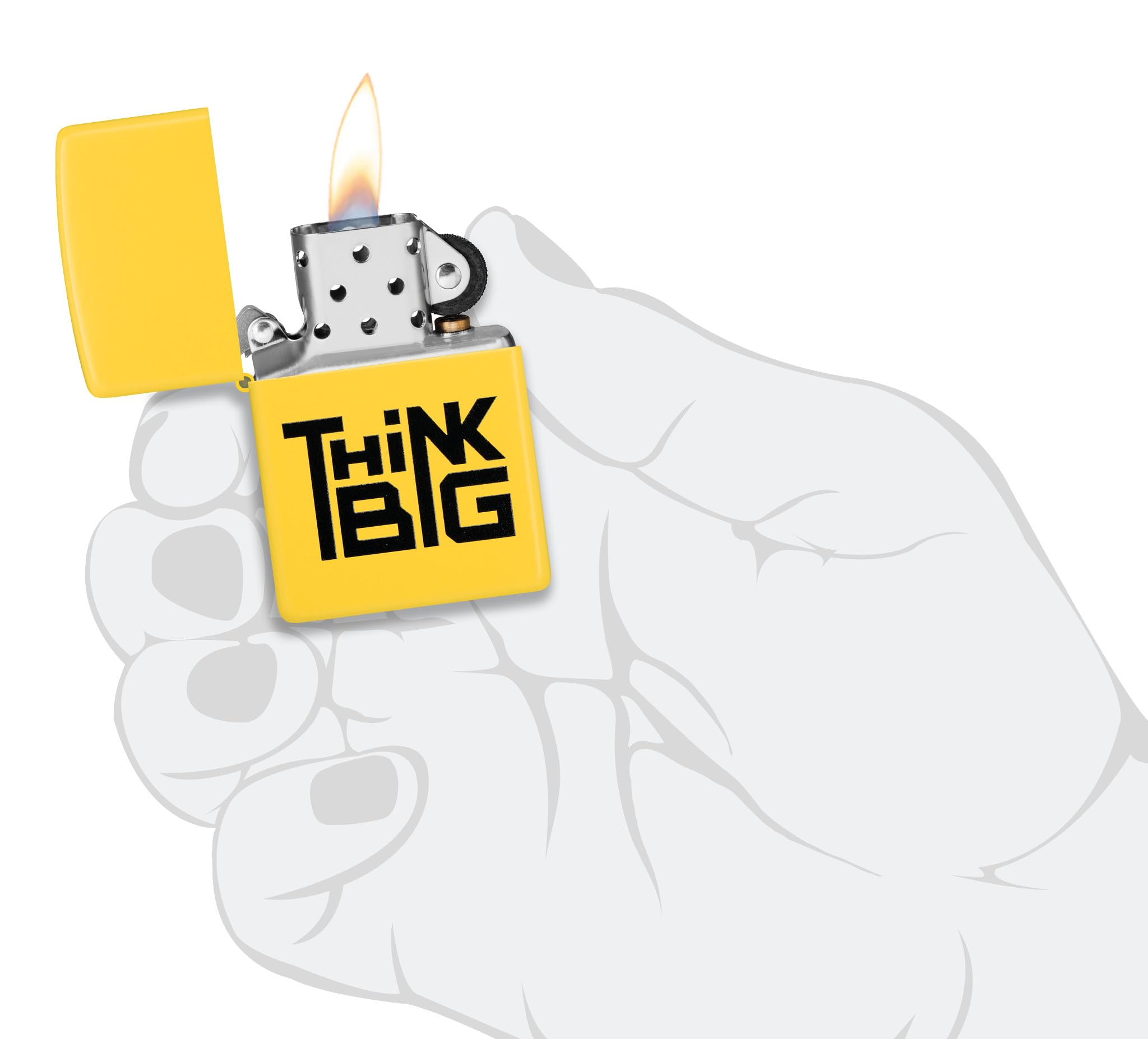 Zippo Briquet Tempête - Think Big Design - Rechargeable - Coffret Cadeau - Métal - Fabriqué aux USA, Jaune