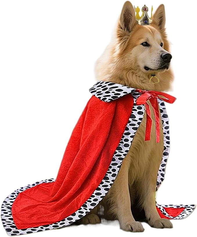 Disfraz de Rey para Perro Grande con Capa y Corona - Halloween Navidad miniatura 6