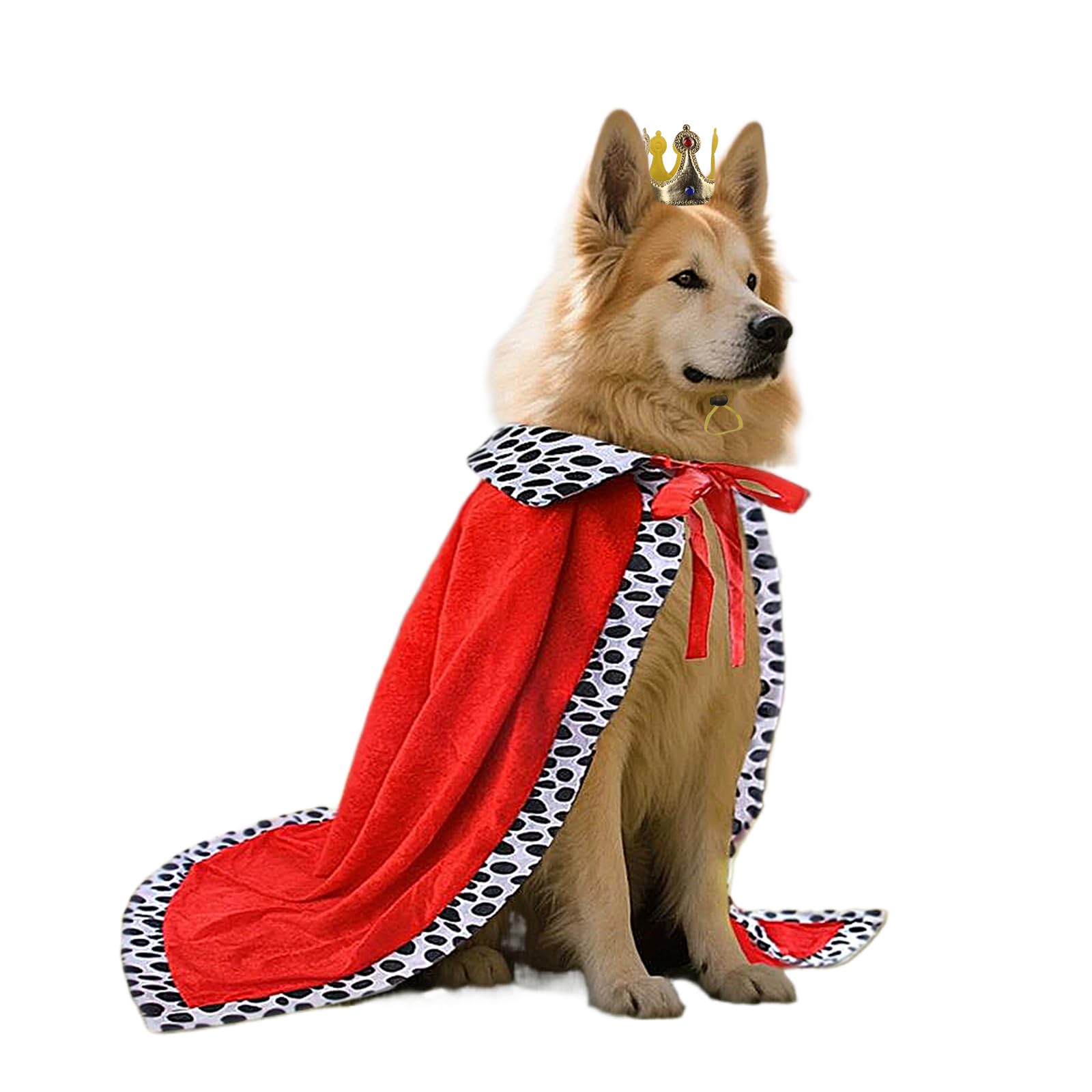 Königliches Hundekostüm für Partys – Verkleidungsset mit Goldener Krone & rotem Umhang – Lustiges Outfit für kleine Hunde zu Karneval, Halloween & Fotoshooting