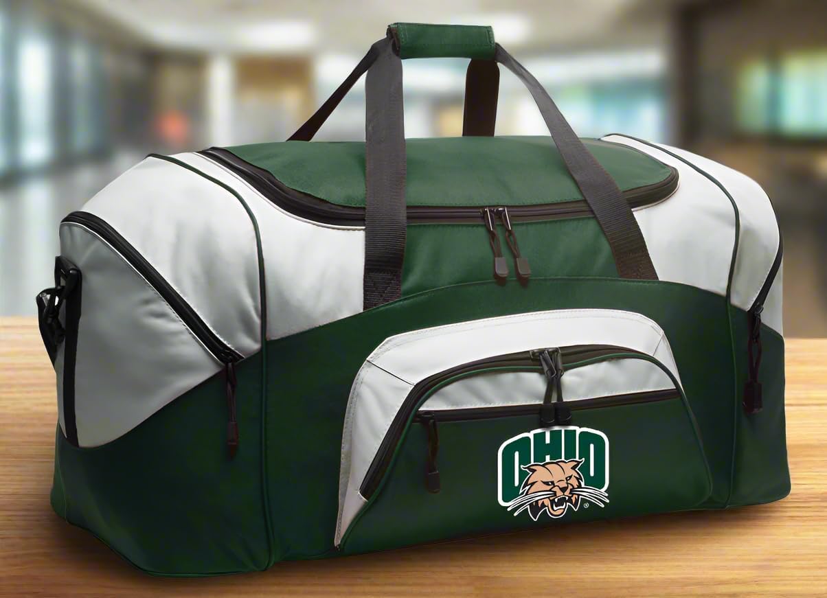 Ohio University Suitcase Duffle Bag Large Ohio Bobcats Duffel Gift Idea for Her or Him (Green)