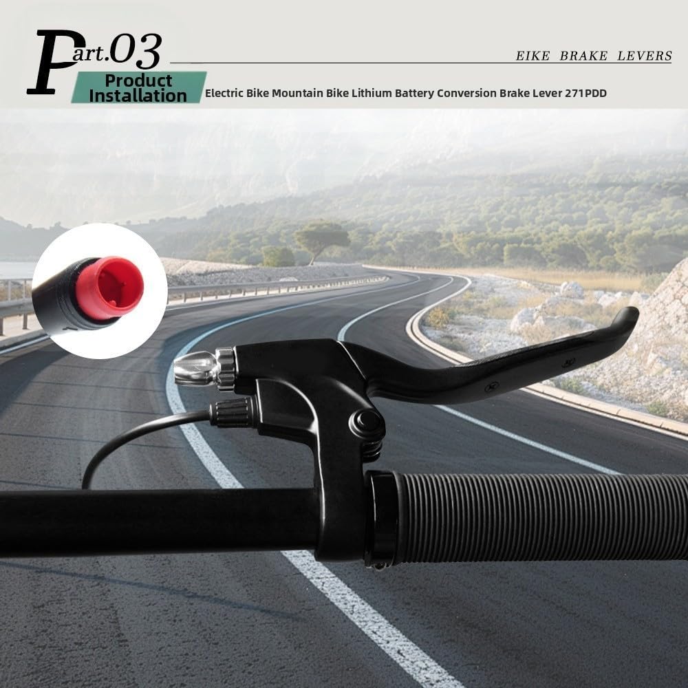 Leve del freno impermeabili per bici elettrica con sensore di arresto del motore, compatibili con barre da 22,2 mm, struttura in lega di alluminio, 2 pin, nero (a prova di acqua)