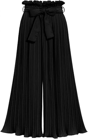 High Waist Chiffon Loose Ruffle Pleated 