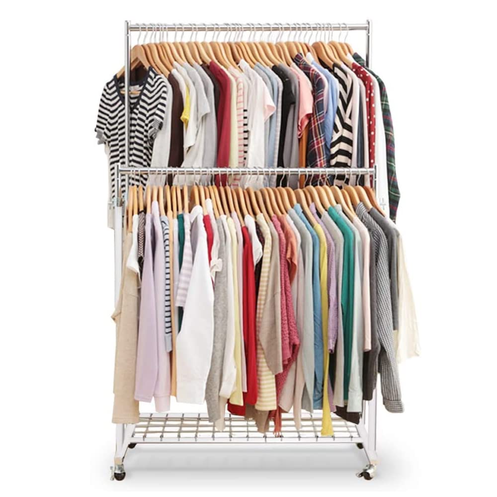Iris Plaza CW4100-41 Hanger Rack, Double, Load Capacity 330.7 lbs (150 kg), Shelf Included, High Load Capacity, White, Width 37.2 x Depth 16.9 x Height 43.3-70.9 inches (94.5 x 43 x 110-17
