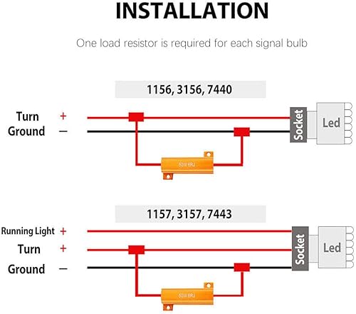 Miniatura 4 de AIRKOUL 4 unidades de 50 W 6 ohmios de carga de resistencia de carga de bombilla LED rápida hiperflash intermitente intermitente código de error