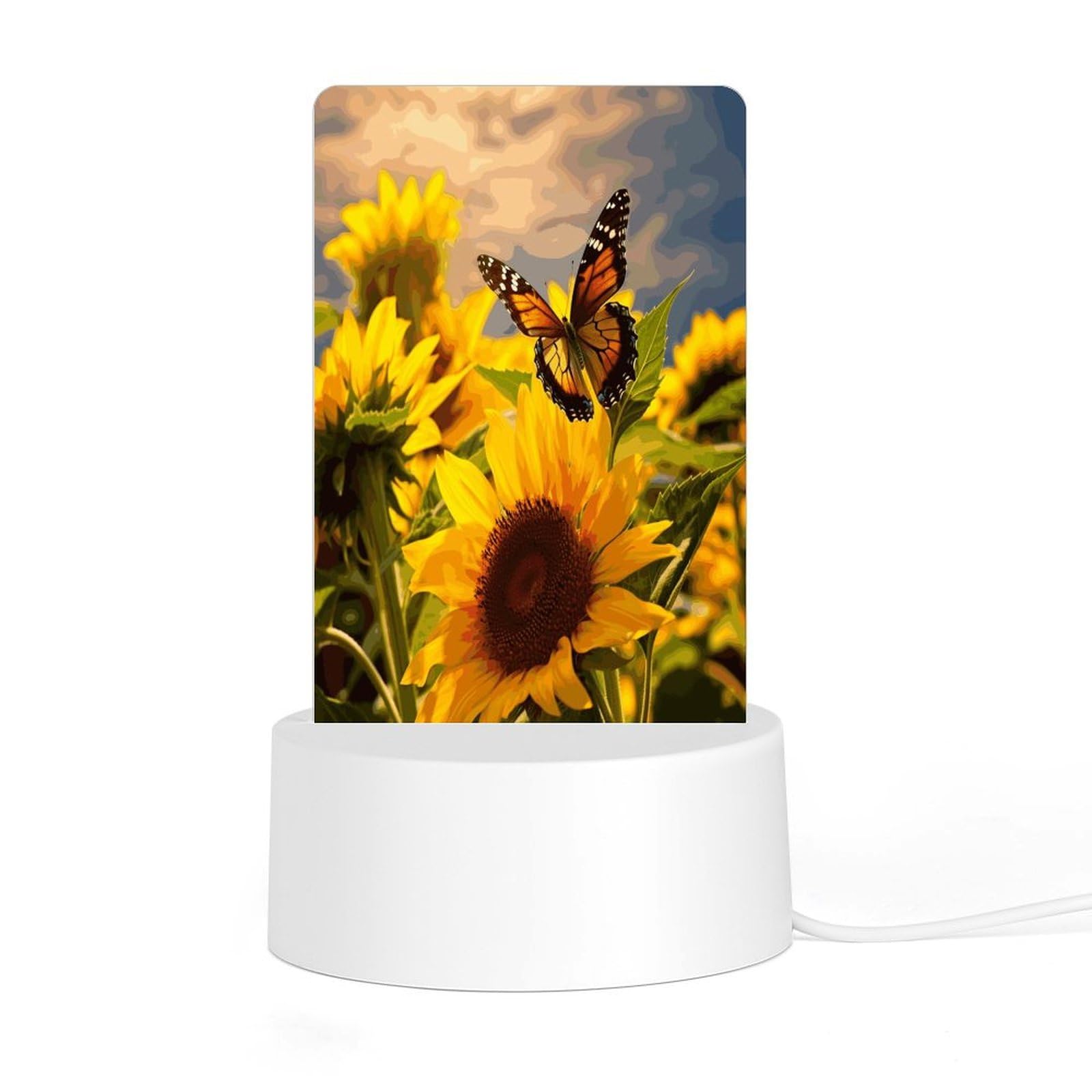 Adfgyerh Style Sunflower Butterfly Night Light Acrylic Material Easy Installation, Home Decor Usb Interface Power Supply, Lamp For Restaurant Bar Cafe Room Decor