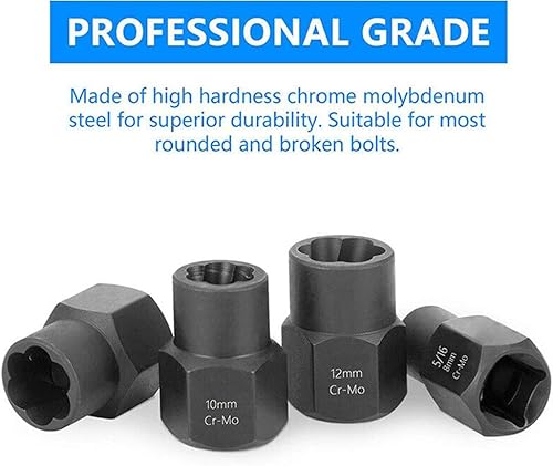 Miniatura 6 de Juego de 13 piezas de removedor de pernos de impacto y tuercas  Acero al cromo y molibdeno  Fácil extracción de zócalos, tuercas y pernos oxidados y