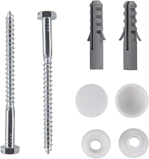 BAAB FASTENER White Cap Toilet Bidet Anchor Bolts Set Toilet Pan Floor Fixing Kit Repair Fixings Fitting Screws M6x80mm