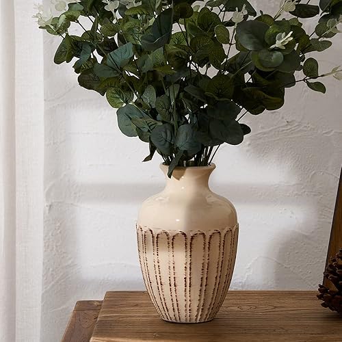 Miniatura 2 de SIDUCAL Jarrón de cerámica, moderno jarrón de porcelana de 8 pulgadas para decoración rústica de granja, decoración del hogar, sala de estar,