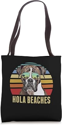 Hola Beaches Boxer Dog Funny Beach Summer Tote Bag