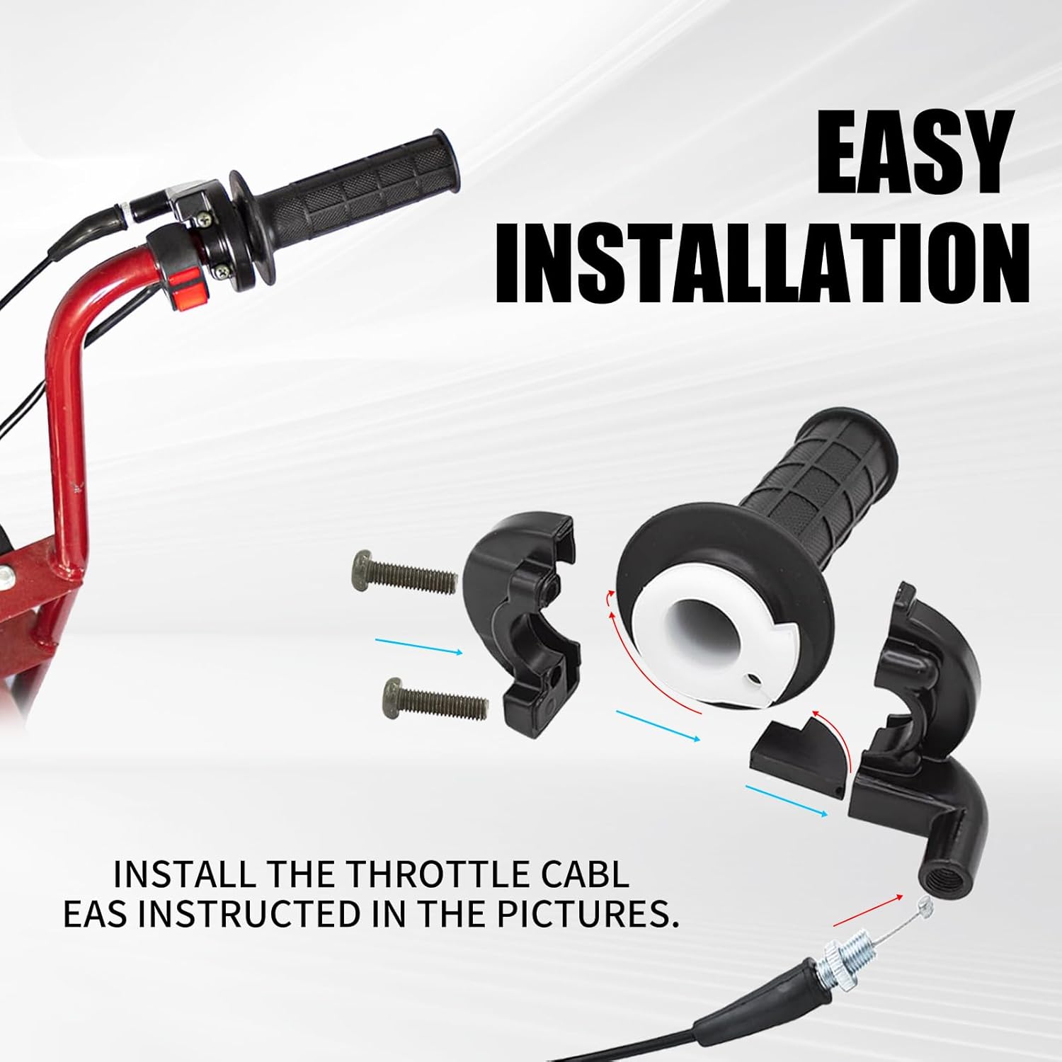 JNDO Mini Bike Throttle Assembly Kit Mini Bike Drum Brake Lever 7/8 22mm Handlebar Grips Suitable for Coleman BT200X CT200U CT200U-EX Baja Warrior Massimo MB200 Predator 212cc 196cc 200cc 6.5hp Parts