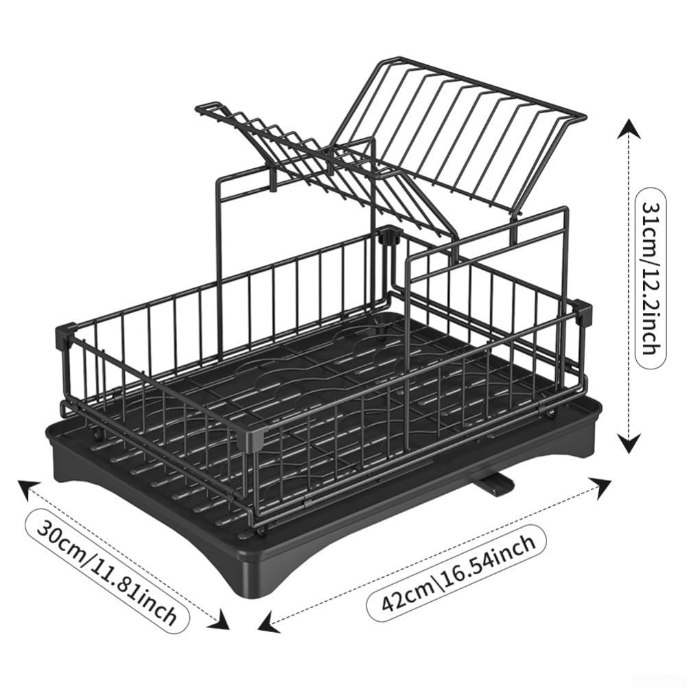 Geschirrtrockner Eisen Faltbar 42cm Küchenorganizer(Black)