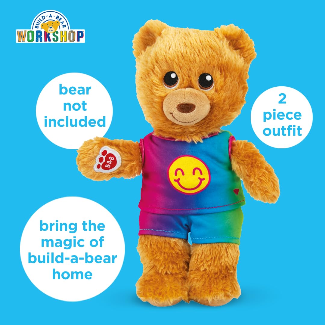 Casdon MINI Build-A-Bear Workshop Rainbow Smiley Toy Clothes Pack. 4 Mix-and-Match Toy Outfits Includes Pyjamas, Cute Hoodies - Image 2