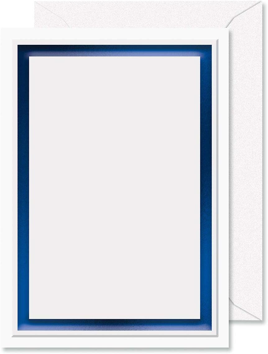 Printable Blue Foil Border Embossed Premier Invitations - Set of 28 5 by 7 Inch Invitations on 65# Cover Stock, Includes Envelopes, Compatible on Laser and Inkjet Printers