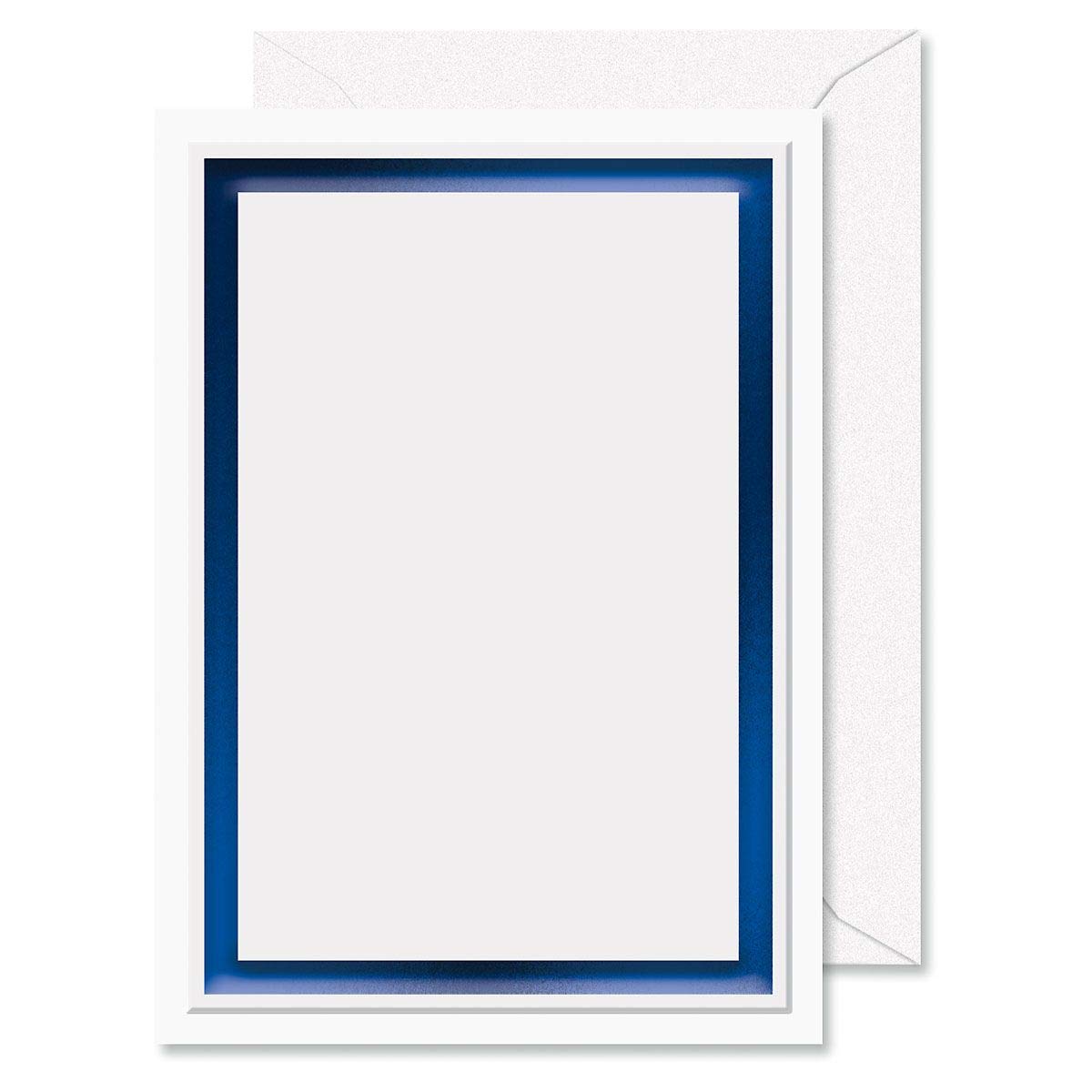 Printable Blue Foil Border Embossed Premier Invitations - Set of 28 5 by 7 Inch Invitations on 65# Cover Stock, Includes Envelopes, Compatible on