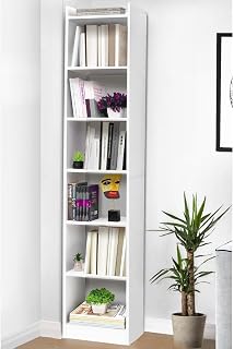 6 Tier Book Shelf for Home Library 6ft with Assembly,Cabinet for Storage,White Bookshelves for Living Room Stand Book Rack for Office,Kitchen,(33x24x180cm - Engineered Wood)