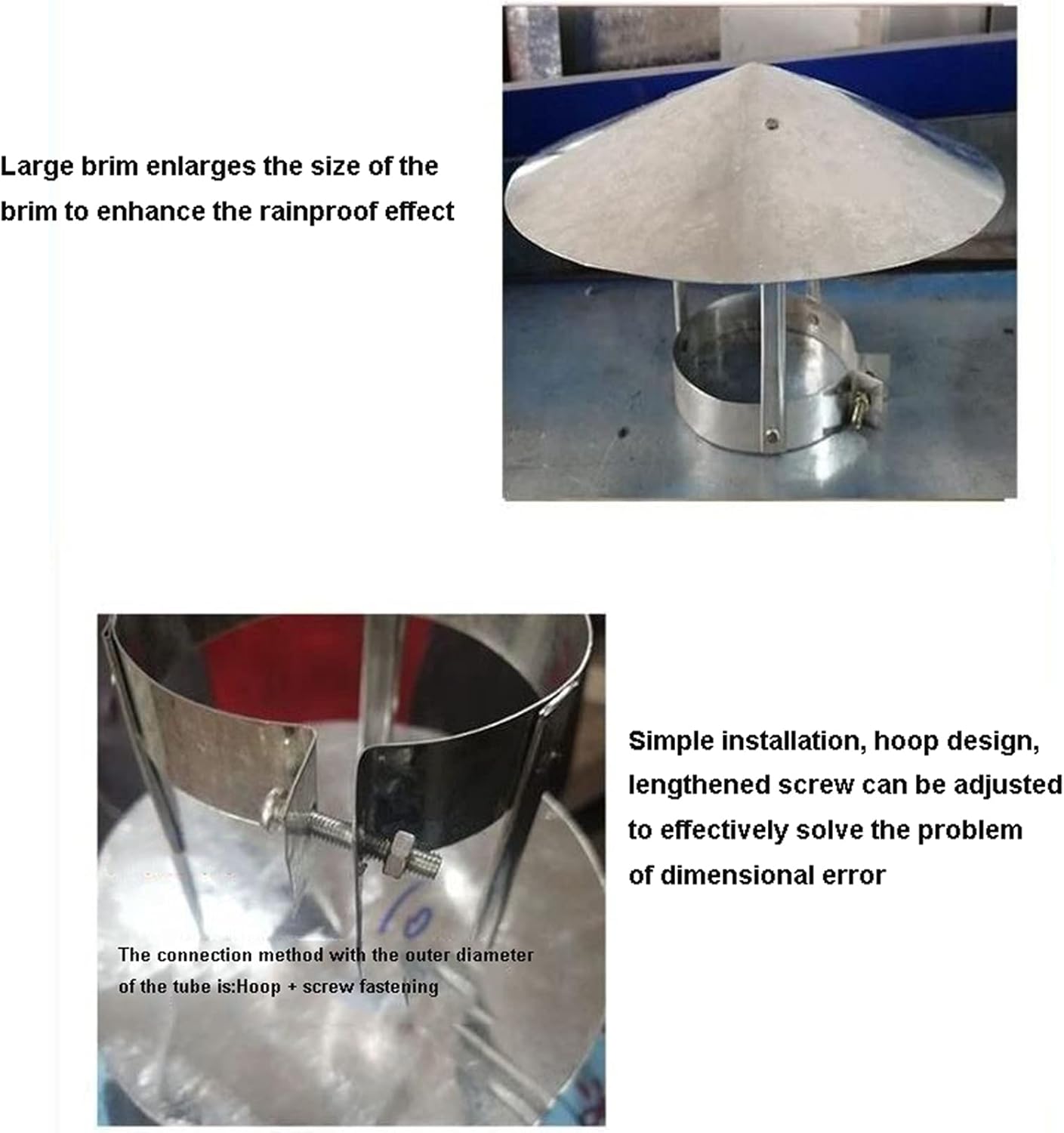 Stainless Steel Chimney Cowl, Vent Cowl Pipe Rain Cover Protector Cap Ending Roof Cowl for Ducting Ventilation Cap Rain Hat Hood Chimney (Size : 270mm)