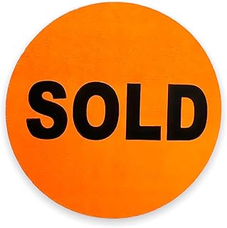 Sold Label | Pricing Paid Sale Supermarket Inventory Stickers | Orange 1.5