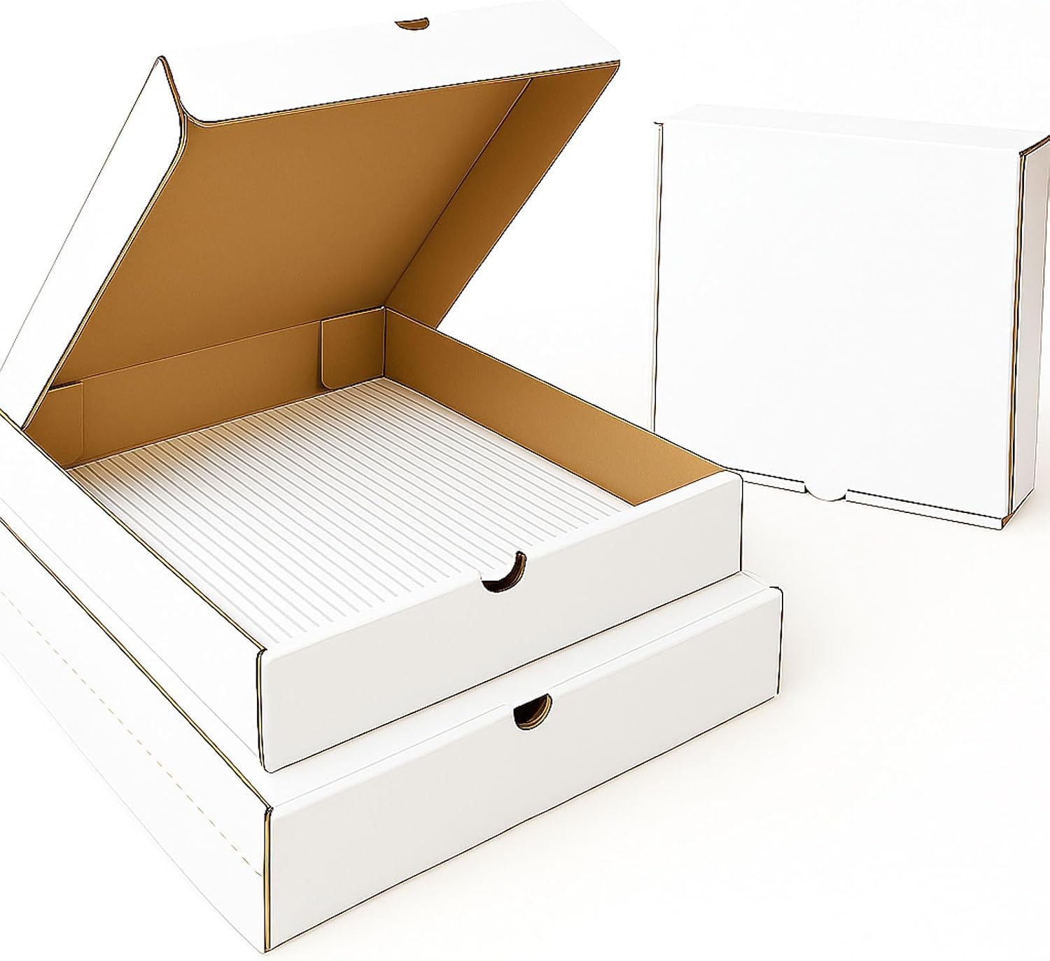 Pizza Boxes 10"x10" White Corrugated Pizza Containers with Liners 20-Pack | Ventilation Design & Tear-Off Plate Lid for Freshness,Restaurants,Pizzerias, Partie