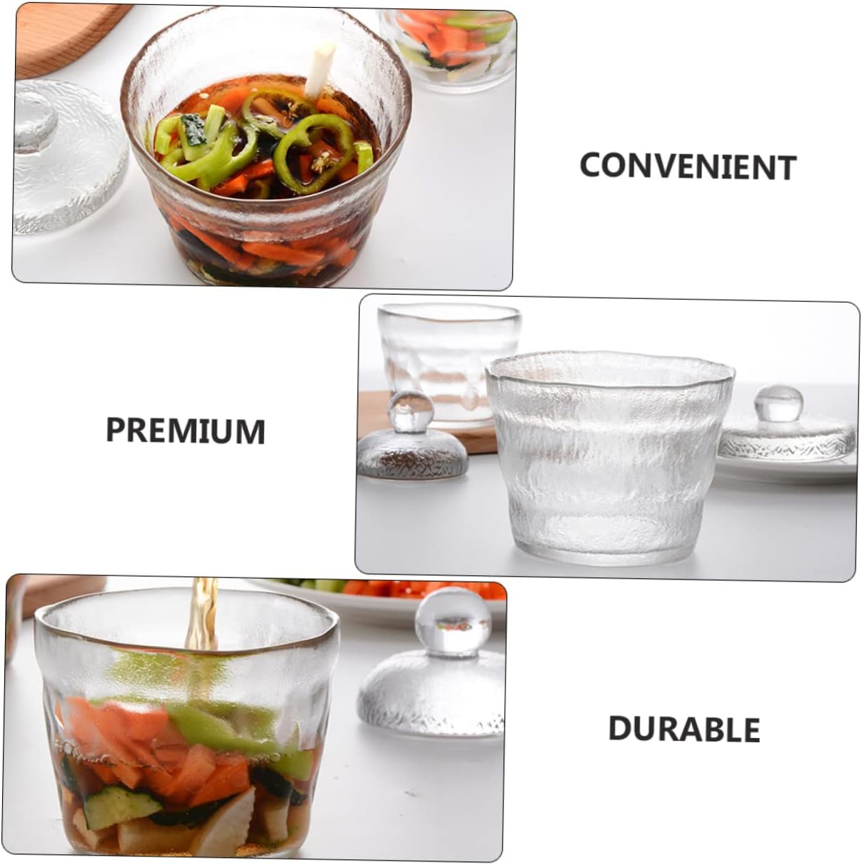 PRETYZOOM Transparent Pickle Storage Container Airtight Glass Jar with Strainer for Pickling Food Storage Preserving No Lead for Homemade Vegetables