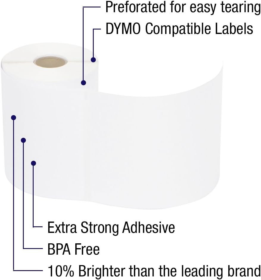 Dasher Products Shipping Labels Compatible with Dymo LabelWriter 4XL 1744907 4x6 Thermal Postage Labels, Water & Grease Resistant, Ultra Strong Adhesive, Perforated, BPA Free, 220 Labels/Roll (4 Pack) : Industrial & Scientific