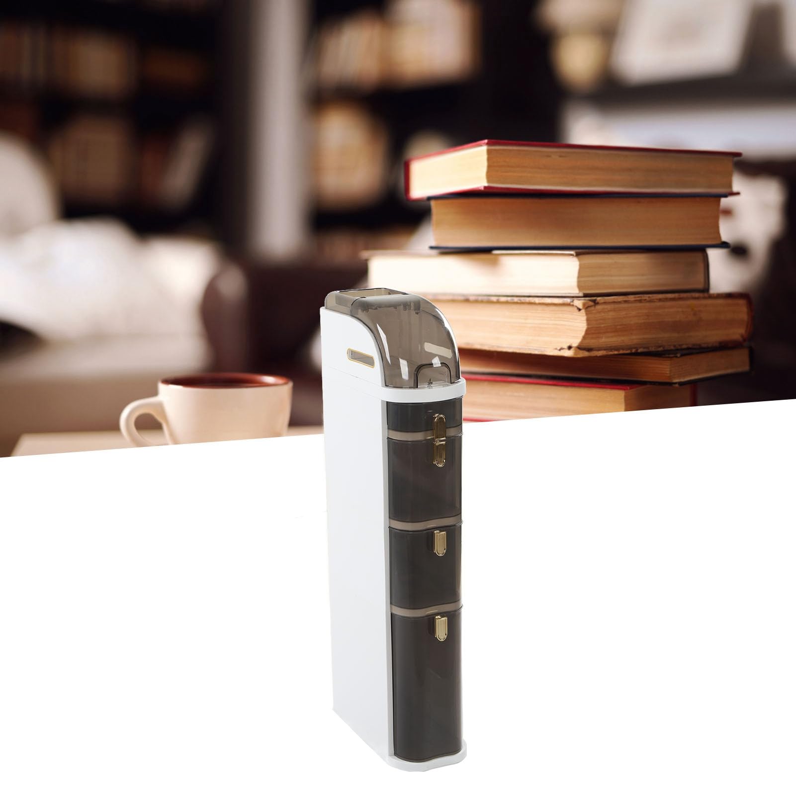 Mobiletto da Bagno Sottile, Cassettiera, Torre, Rotelle, Camera da Letto, per Piccoli Spazi (D)