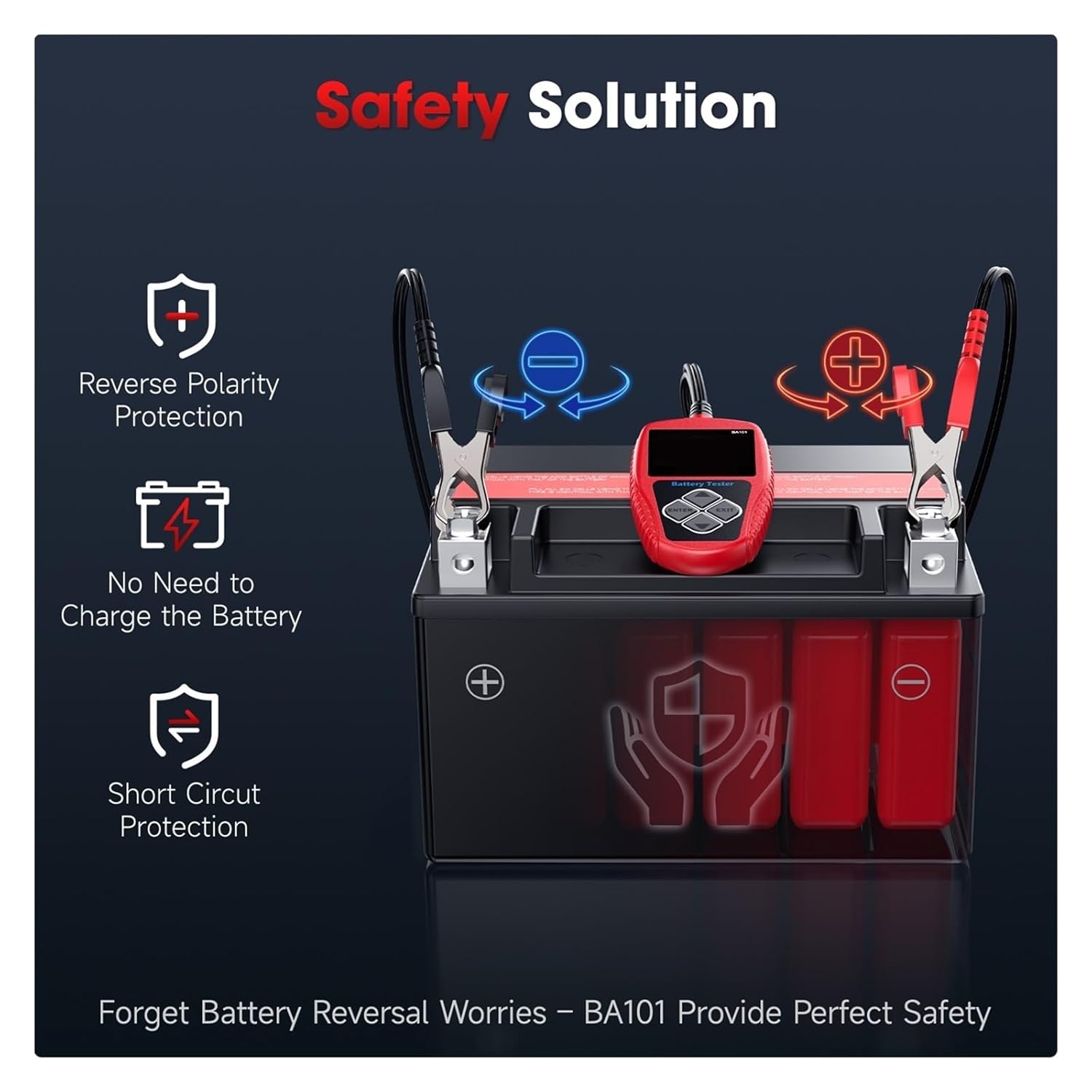 Battery Testers, BA101 Car Battery Tester 12V Digital Automotive Alternator Meter Diagnostic Tool,100-2000 CCA Load Capacity