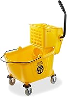 Vista 8 de Dryser Cubo de fregona comercial con escurridor de prensa lateral, 26 cuartos de galón, color negro