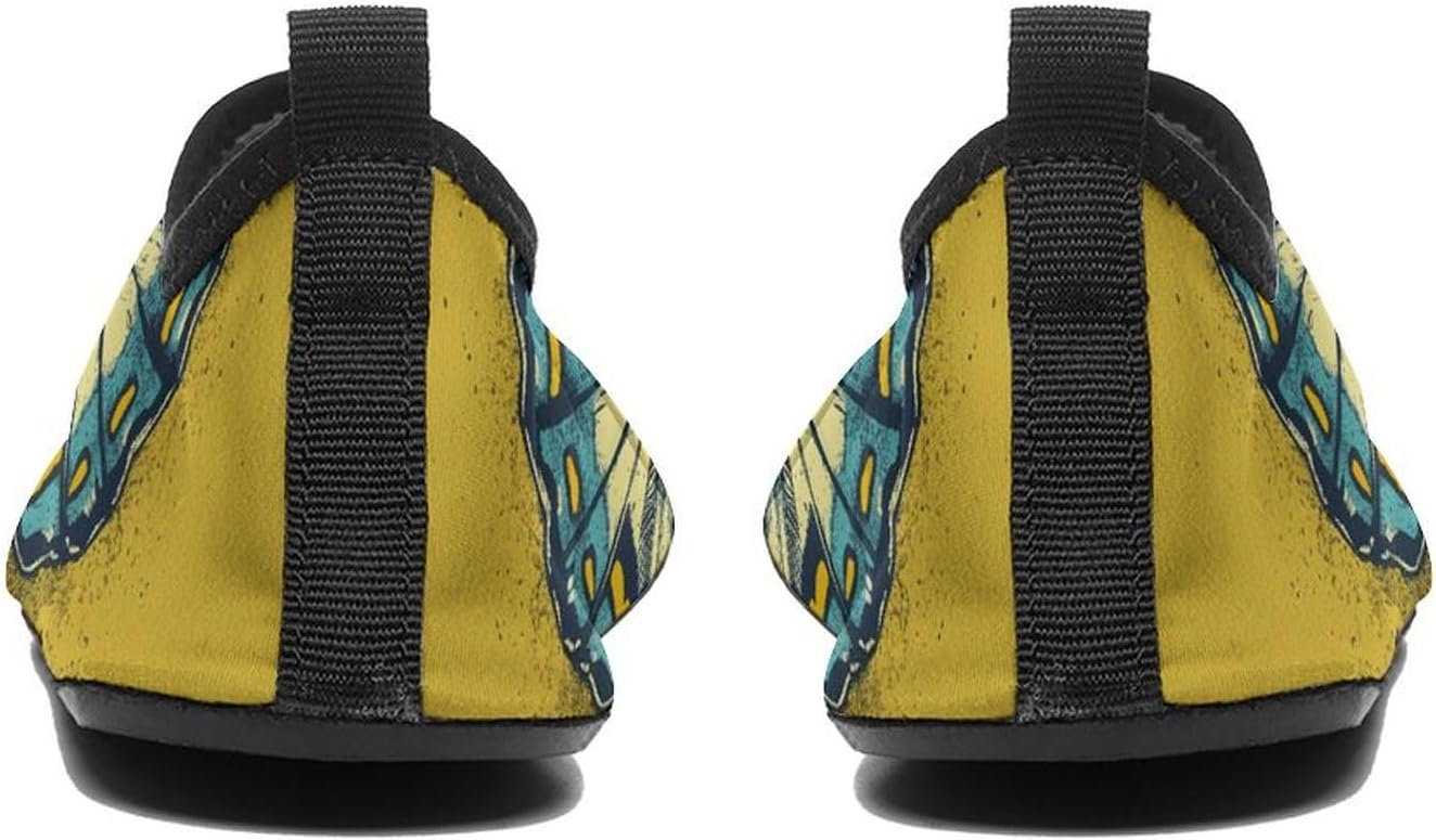 Water Shoes for Women Men Swim Beach Shoes Quick Dry Barefoot Aqua Shoes Butterfly on Yellow Background Sport Shoes Hiking Shoes 11/12men