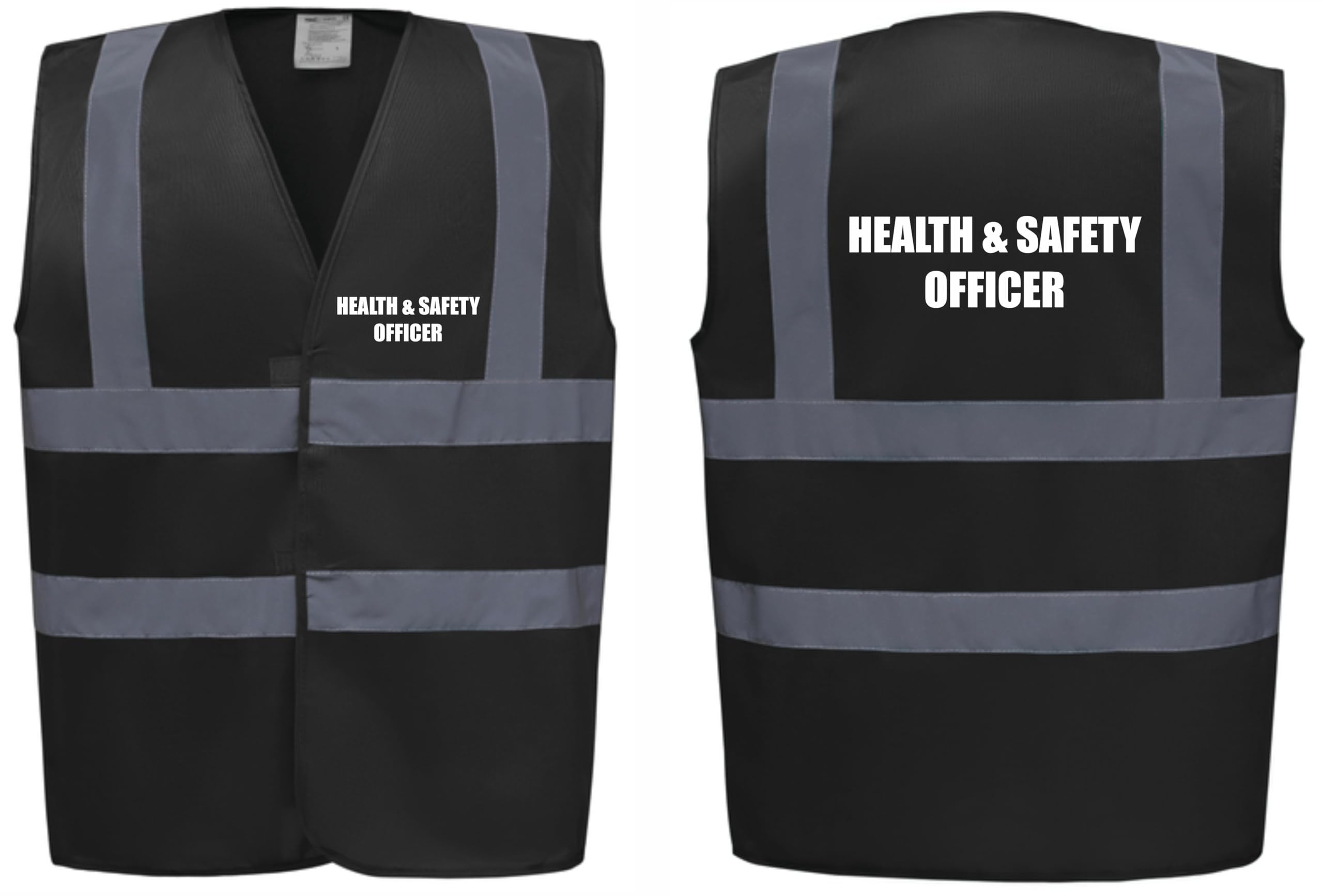 Brook Hi Vis Premium Safety Vest - HEALTH & SAFETY OFFICER Printed Front & Back, Event Management High Viz Waistcoat, Available in 14 Colours, Festivals (Black, Small)