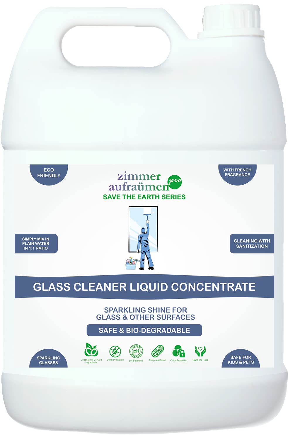Zimmer Aufraumen Pro Glass Cleaner Liquid Concentrate 5Lit. Sparkling Shine for Glass & Other Surfaces. Streak Free. Ammonia Free (B0BJ91JGRL) Amazon Price History, Amazon Price Tracker
