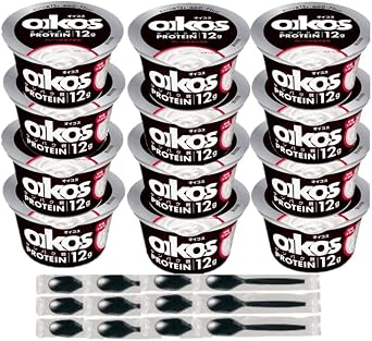 Refrigerated Dannon Japan Oikos Plain Sugar Free, 4.0 oz 113 g x 12 Pieces Disposable Spoons Included Yogurt, High Protein, Fat 0