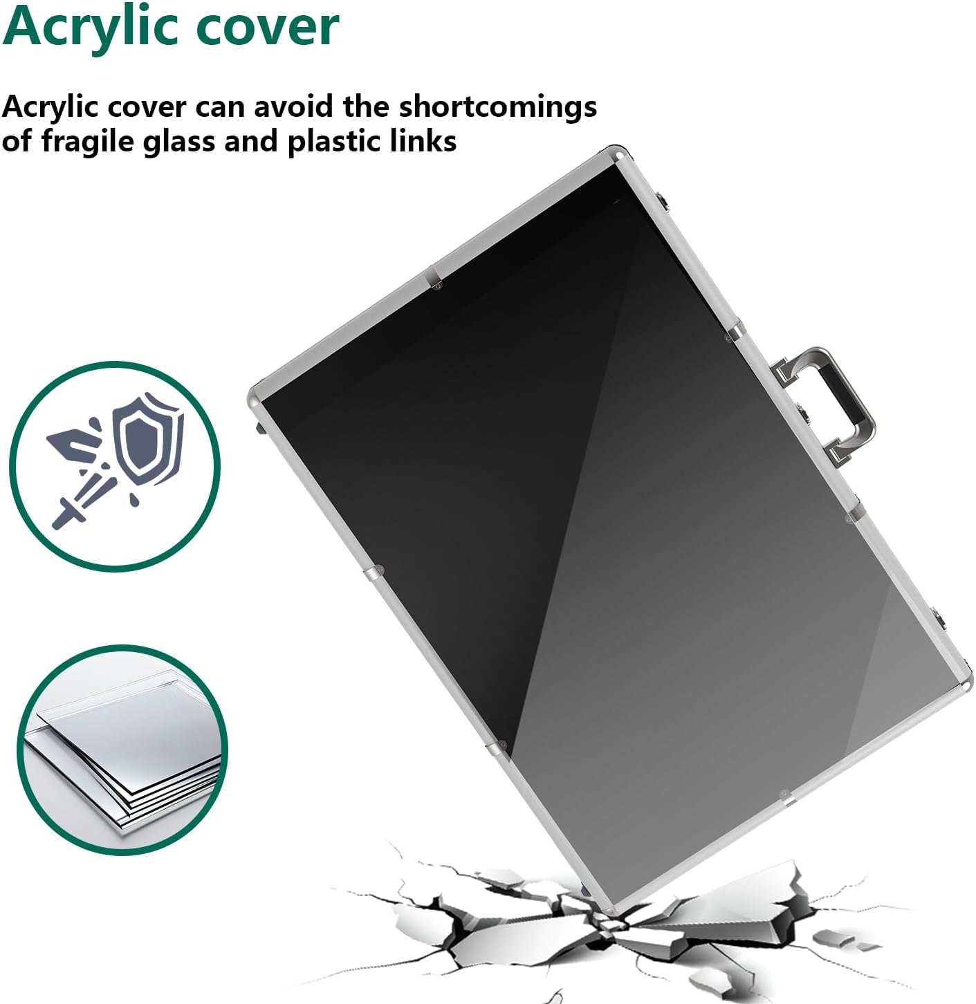 Card Display Case Aluminium for Card Vendor, Use for Card Show/Conventions, for Trading Graded Baseball Sports Cards Display, Large Silver 34x22 Lockable with Handle