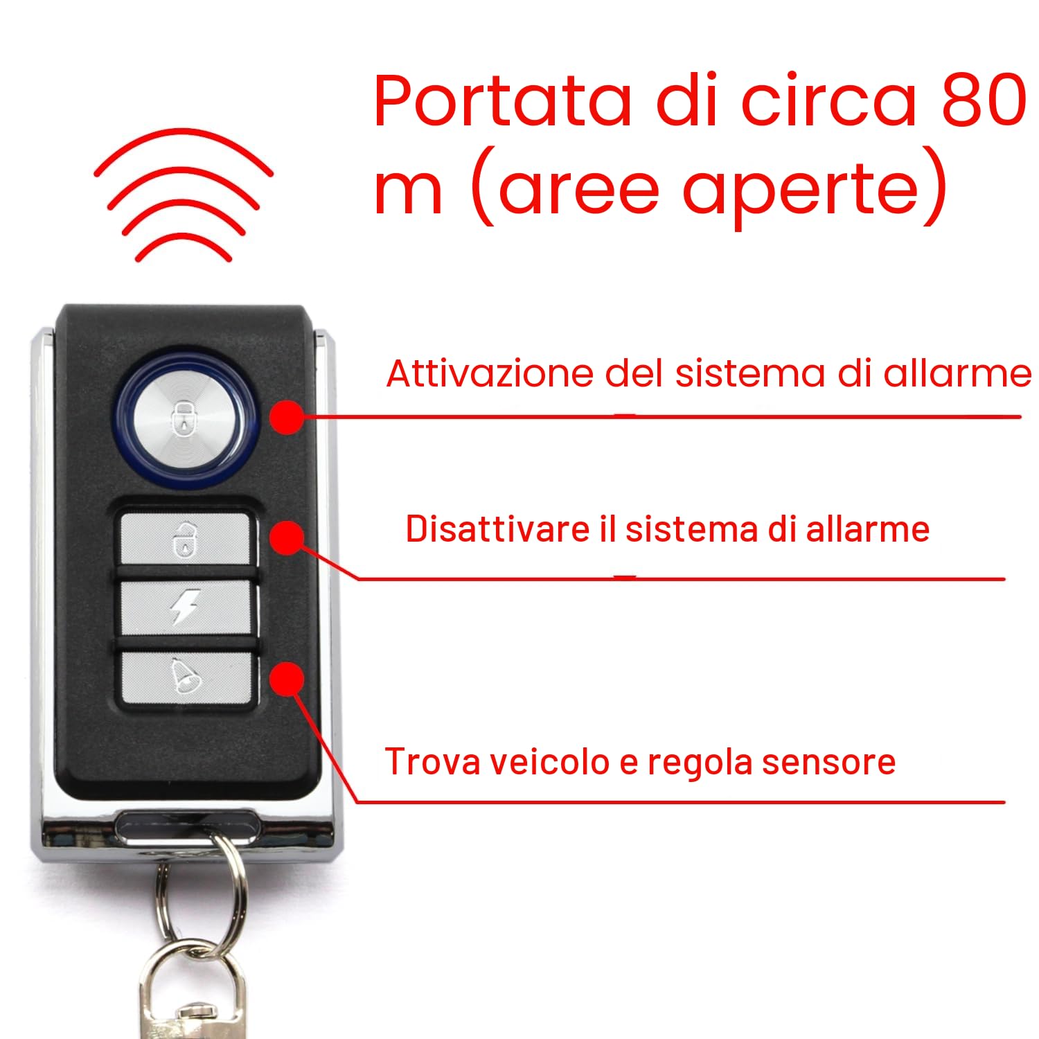 Area1 Impianto di allarme per moto "Easy 2 Fit", montaggio semplice, 12 V universale 2 telecomandi radiocomandati, 125 dB, antifurto