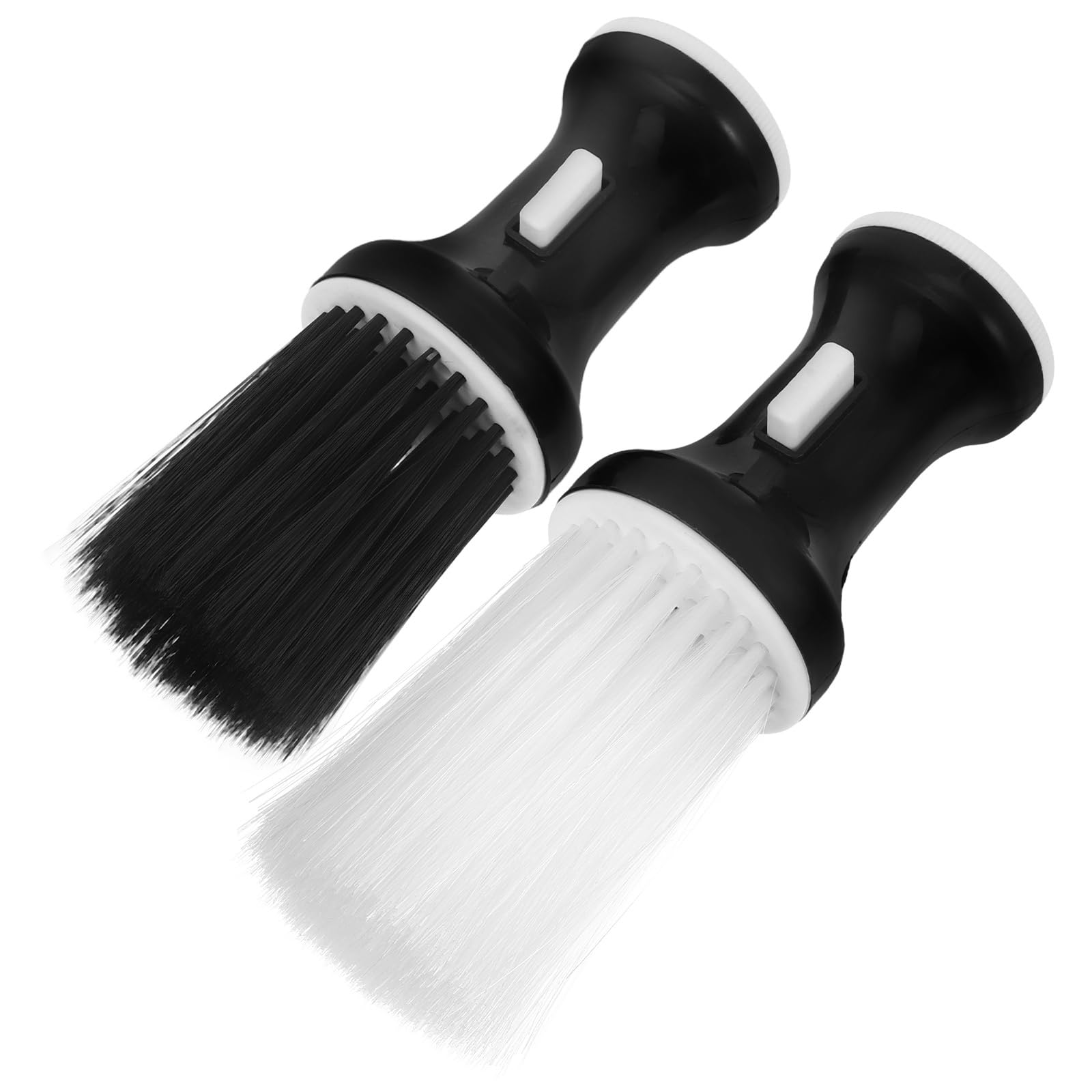 FRCOLOR 2pcs Supplies Hairbrush Cleaning for Accessories Barber Beard Desk Talcum Brush Removal Hair White Table Plastic Black+ Salon Neck Hairdressing Cutting Soft Duster